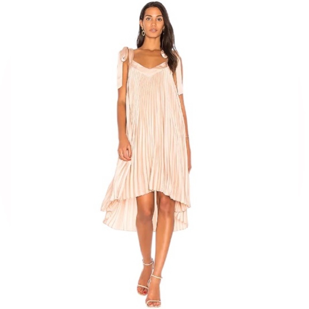 Keepsake The Label Pleated Sleeveless Midi High-Low Tie-Shoulders Dress  XXS